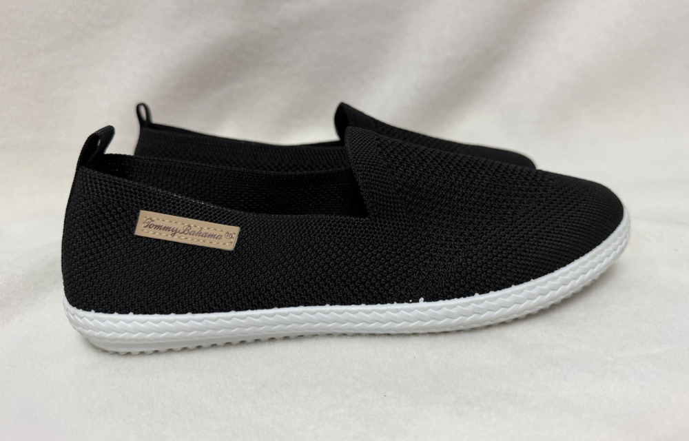 Tommy Bahama Women's Black Knit Slip On Memory Foam Boat Shoe Sneaker Size 7.5